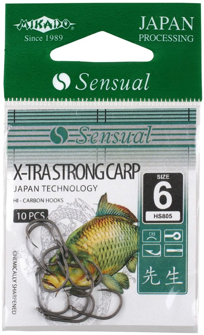 Куки с  ухо Куки MIKADO X-TRA STRONG CARP / DB - черен мат